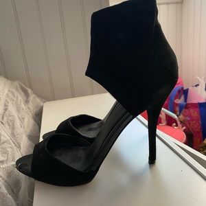 Brian Atwood black suede heels